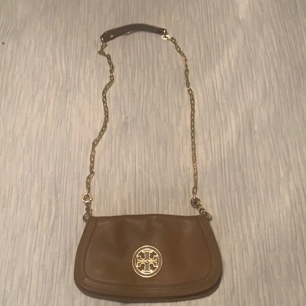 Tory Burch camel leather chain bag